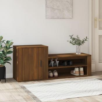 Zapatero marrón de madera multicapa 130x35x54 cm