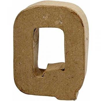 Letra Q de papel maché 10 cm, 1 pieza