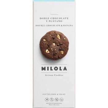 Milola Galletas Artesanas Doble Chocolate y Plátano Sin Gluten Vegan 140g