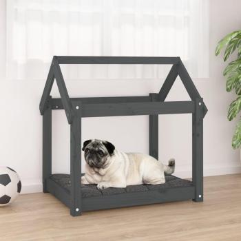 Cama para Perros de Madera Maciza de Pino, 71x55x70 cm, Color Natural, Blanco y Gris