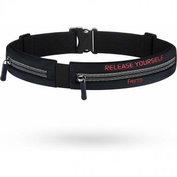 FREETOO Cinturón de Correr Riñonera Deportiva Diseño Exclusivo y Dos Bolsillos de Gran Capacidad Impermeable y Resistente Al Sudor Adecuada para Móviles de hasta 6 Pulgadas