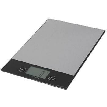Peso de cocina electrónico Orbegozo, capacidad hasta 20 Kg, pantalla LCD de 5 dígitos, escalado de 1 g, superficie anti huellas de acero inoxidable y cristal templado