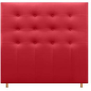DHOME Cabecero Capitoné hasta el Suelo Cabezal 8cm tapizado ACUALINE Tela y Polipiel para Cama Dormitorio (Rojo Polipiel, 145cm, adecuado para camas de 120/