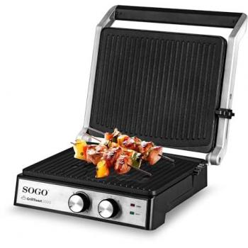 Sandwichera Grill Multifuncional de 4 Rebanadas 2000W con Revestimiento Cerámico, Regulador de Temperatura y Temporizador
