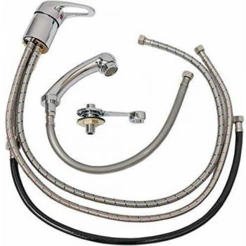eyepower grifería profesional para peluqueros | Alcachofa de ducha móvile + Manguera flexible 40cm + grifo Monomando para lavabos de peluquería barbería | para lavar pelo cabeza champú