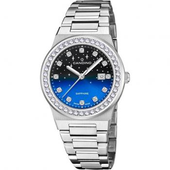 Reloj de Mujer Candino Lady Elegance C4749/3 con Caja de Acero Inoxidable 316L Plateado y Esfera Azul
