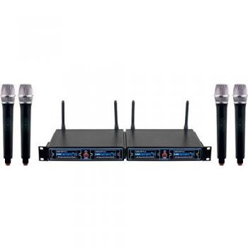 VocoPro UDHCHOIR4 FOUR CHANNEL UHF HandHeld Wireless Microphone Package with Mic-on-chip technology