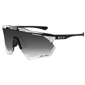 Gafas de Sol Scicon Aeroshade XL negras y blancas con lentes espejados plateados SCN-PP