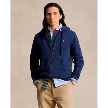 Ralph Lauren Men's Full Zip Hoodie with Logo - Cotton Sweatshirt in Blue, Size M