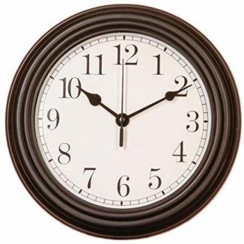 Reloj de Pared de Plástico con Molduras y Péndulo - Diámetro 22 cm - Negro - Atmosphera Créateur d'Intérieur