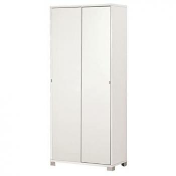 Armario multiusos blanco con dos puertas correderas y estantes 82x41x190 cm