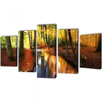 vidaXL Set Decorativo de lienzos para la Pared Modelo Bosque, 200 x 100 cm