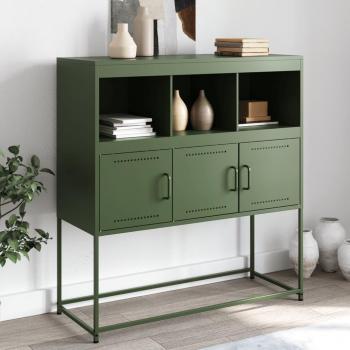 Armario aparador de acero laminado en frío verde oliva 100,5x39x107 cm
