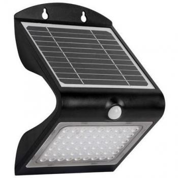 Elbat Aplique LED Solar Doble Iluminación 4W - 500LM - Luz Fría 6000K/Luz Cálida 3000K - Sensor de Movimiento Negro