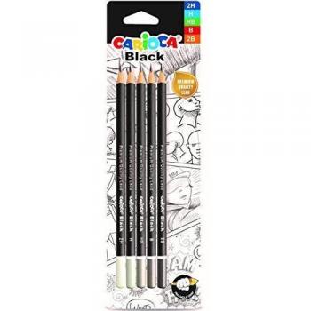 Carioca HB - Pack de 4 lápices y goma de borrar, multicolor