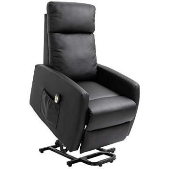 HOMCOM Sillón Levanta Personas Eléctrico Reclinable 145° con Control Remoto y Reposapiés para Personas Mayores, medidas 67x95x105 cm, color negro