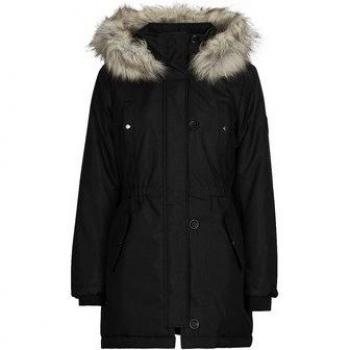 Only Parka Iris Fur Negro - Abrigo de invierno con capucha y piel sintética para mujer