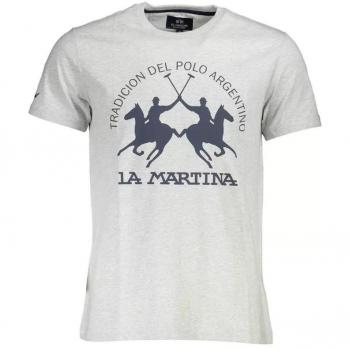 La Martina Gray Cotton T-Shirt - Large Size