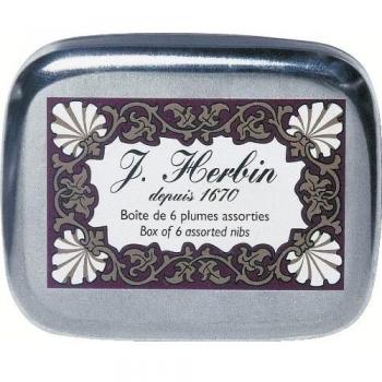 J.Herbin 25300T - Caja de metal con 6 plumas