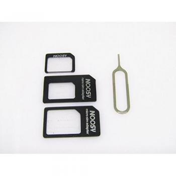 Noosy adaptadores 4en1 NANO MICRO SIM MICROSIM IPHONE 5 4 4S 6 C MOVIL ADAPTADOR Negro