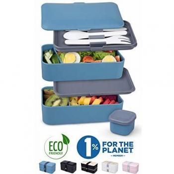 Umami z lunch box premium 1 recipiente 3 cubiertos tupper compartimentos estilo bento box japones porta alimentos hermetico sin residuos z microondas y lavavajillas z comida en casa trabajo