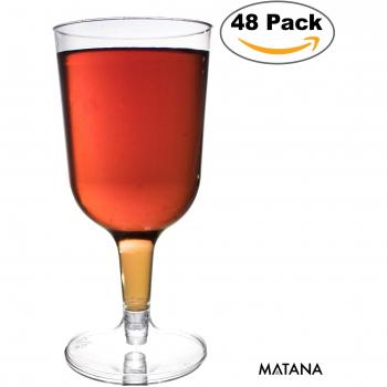 48 Copas Transparentes de Vino Desechables – Vaso Ideal para Fiestas y Cenas de Navidad , Catering, Servicio de Comida – Accesorio de Vajilla Para Actividades, Eventos Al Aire Libre y Casa