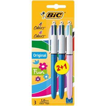 BOLIGRAFO BIC 4 COLORES BLISTER 2+1 UDS SURTIDO 883783