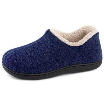 ULTRAIDEAS - Pantuflas con Espalda Cerrada de Espuma viscoelástica para Mujer, con Suela de Goma Antideslizante para Interiores y Exteriores,Azul Marino,37 EU