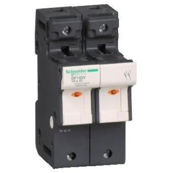 Portafusible Schneider Electric 2P 50A 14x51mm con indicador para montaje en carril, 690V AC