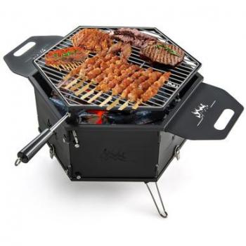 360° Rotatable Foldable Charcoal Grill and Fire Pit Combo