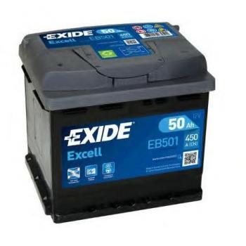 Batería Exide Excell EB501, 50 Ah – 450A(EN), 12V, dimensiones 207x175x190mm