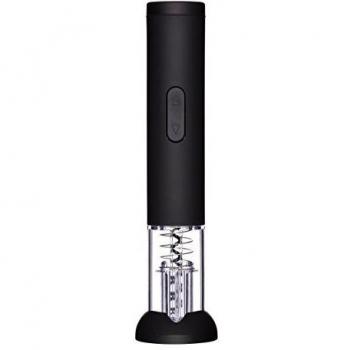 BarCraft Deluxe sacacorchos eléctrico con Cortador de cápsula y Base Decorada, Negro
