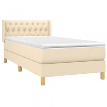 Cama Box Spring con Colchón de Tela Color Crema 90x190 cm