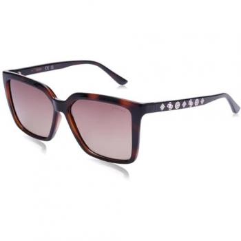 Guess GU00099 Polarized Sunglasses, Dark Havana, 55mm, Women's Square Frame