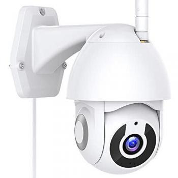 1296P Cámara de Vigilancia WiFi Interior / Exterior, Cámara de Vigilancia, Protección Completa de 360 °, Visión Nocturna, Audio Bidireccional, Compatible con Alexa, Alerta de Movimiento, Android/iOS