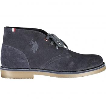 U.S. Polo Assn. Blue Polyester Lace-Up Ankle Boots for Men - Size 8 US (EU41) with Logo Detail
