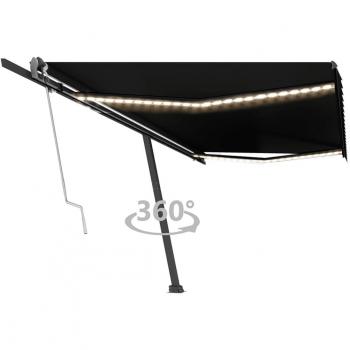 Toldo automático LED sensor de viento gris antracita 500x350 cm