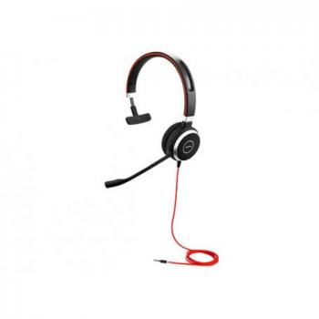 Jabra Evolve 40 Auriculares con Diadema Monoaural para Oficina y Centro de Llamadas en Negro, Rojo y Plata
