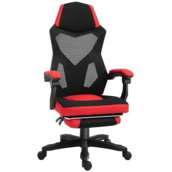 Silla Gaming Ergonómica Dupi Gravity | Giratorio 360º | Respaldo Lumbar de Malla | Reposacabezas y Reposabrazos | Reposapies | Negro/Rojo