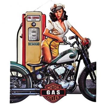 Placa de metal adorno pared Signes Grimalt, tipo garage, color amarillo, dimensiones 70x60 cm