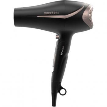 Secador de Pelo Cecotec Bamba Ionicare &Go Glow Plegable 2200W con tecnología iónica, potencia de 2200W, diseño plegable, incluye accesorios y acabado en color negro