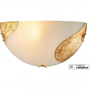 Aplique de Pared Rabalux Art Gold E27 1x60W Metal Blanco y Dorado IP20 Diámetro 30 cm
