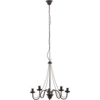 Lámpara de araña Malbo de 5 luces en negro, plafón colgante multi brazo negro de 60 cm
