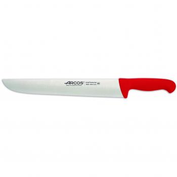 Cuchillo de Carnicero Arcos Colour - Prof 292422 de Acero Inoxidable Nitrum con Mango Ergonómico en Polipropileno Rojo y Hoja de 35 cm, Incluye Funda Display