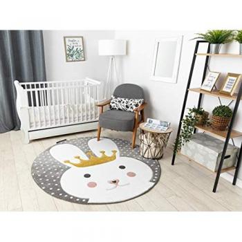 Alfombra infantil Petit Bunny Conejito gris círculo 120 cm