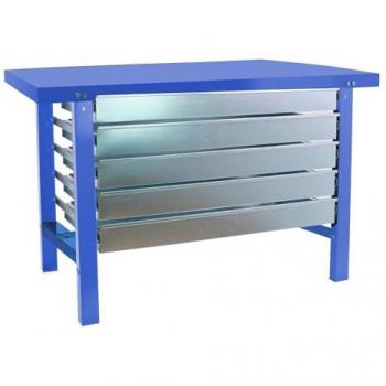 Bandeja de Trabajo SIMONWORK BT6L METAL 5 CAJONES 1500x735 AZUL, Capacidad Carga 600 kg