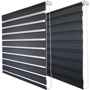 Bonito estor enrollable de rollo doble - ¡Sin necesidad de perforación de paredes! - Gris antracita - 120 x 150 cm