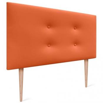 Cabecero Tapizado de Polipiel Aqualine con 2 Hileras de Botones y Patas - Naranja (110x105cm, para camas 80/90/105)