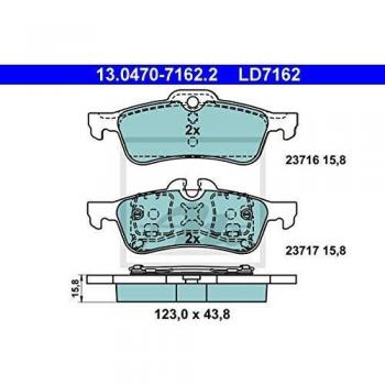 Juego de pastillas de freno cerámicas ATE 13.0470-7162.2 para MINI Hatchback, trasero, preparado para indicador de desgaste, excluyendo contacto avisador de desgaste