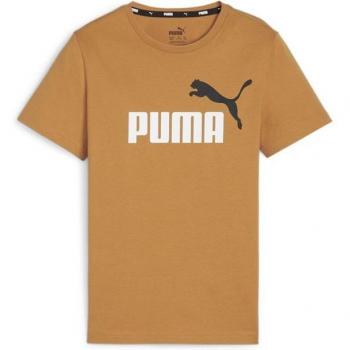 Camiseta infantil de manga corta Puma Essentials+ color marrón y dorado